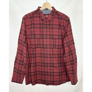 Alesbury 100% Cotton Red Black Plaid Button Up Shirt Regular Men's MEDIUM‎ NWOT